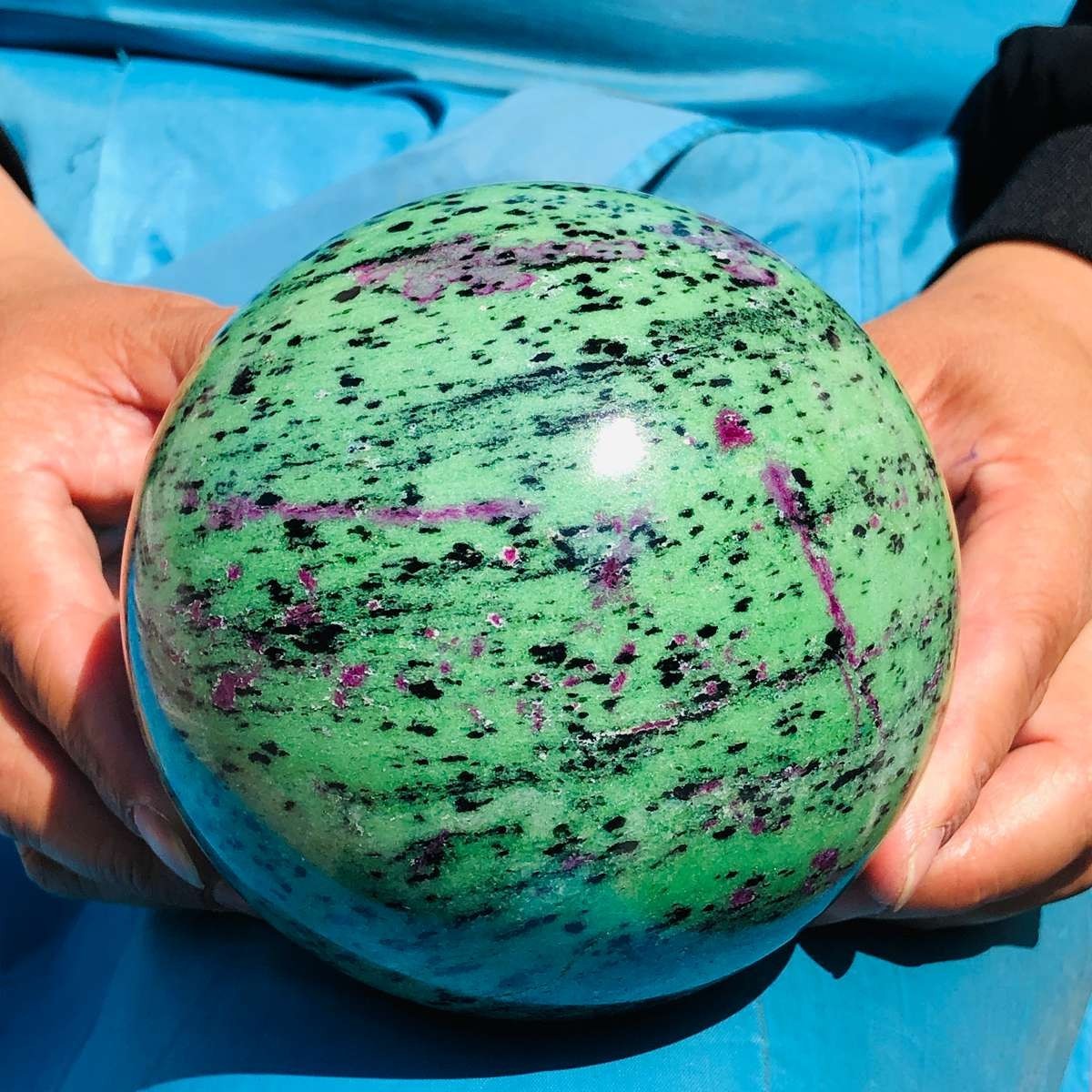 4.99LB Rare Natural Red and Green Treasure Ball Quartz Crystal Aura Healing 5149