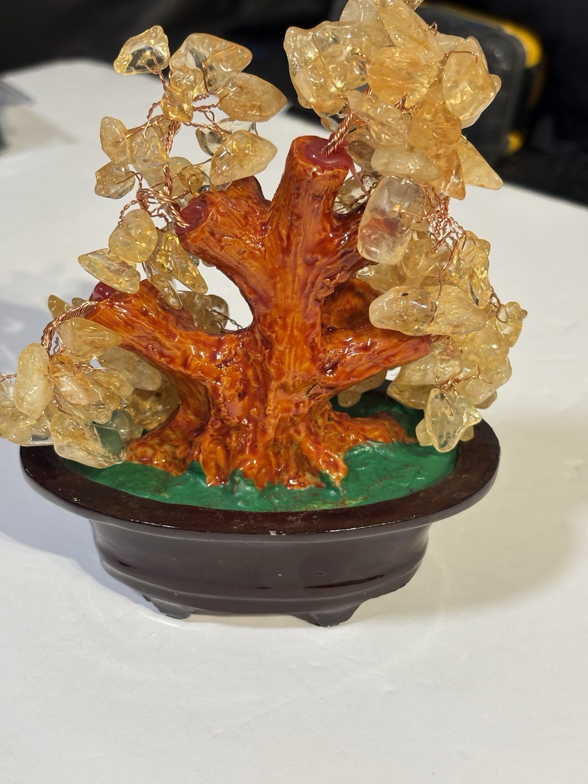 Citrine Crystal Tree Feng Shui Money Tree Gemstone Bonsai Wealth Decor 6in