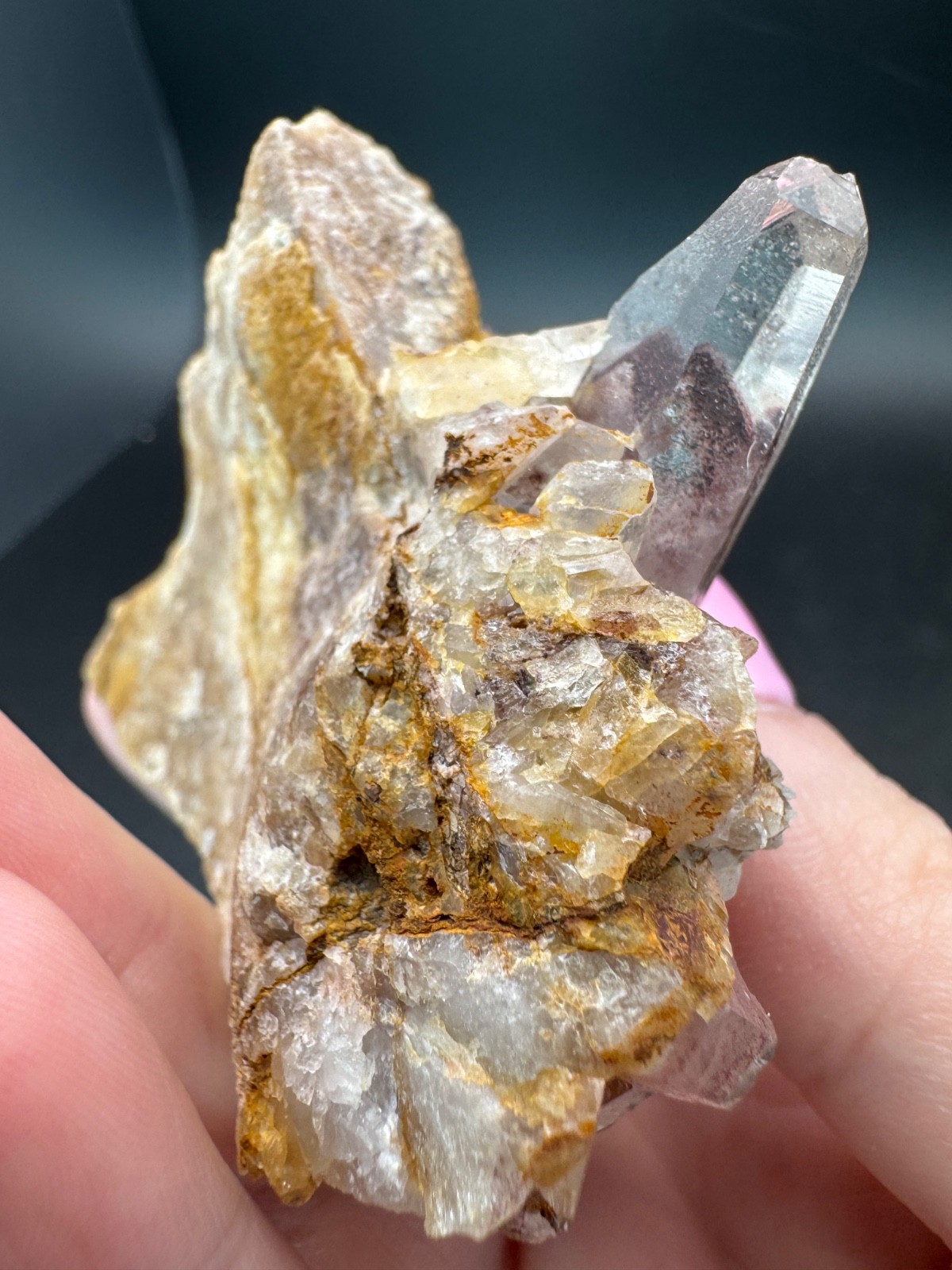 6788 Sunset Phantom Quartz Cluster with Nice Hematite Inclusions India 125g