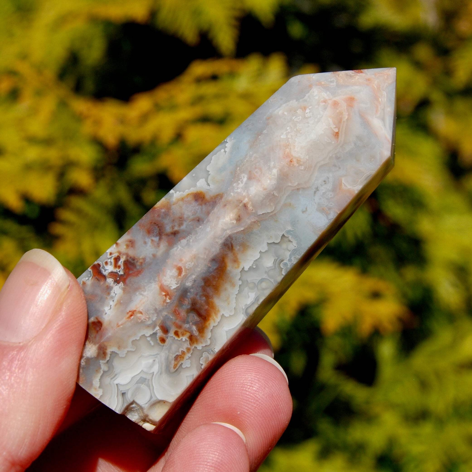 3in 69g Crazy Lace Agate Crystal Tower, Mexico