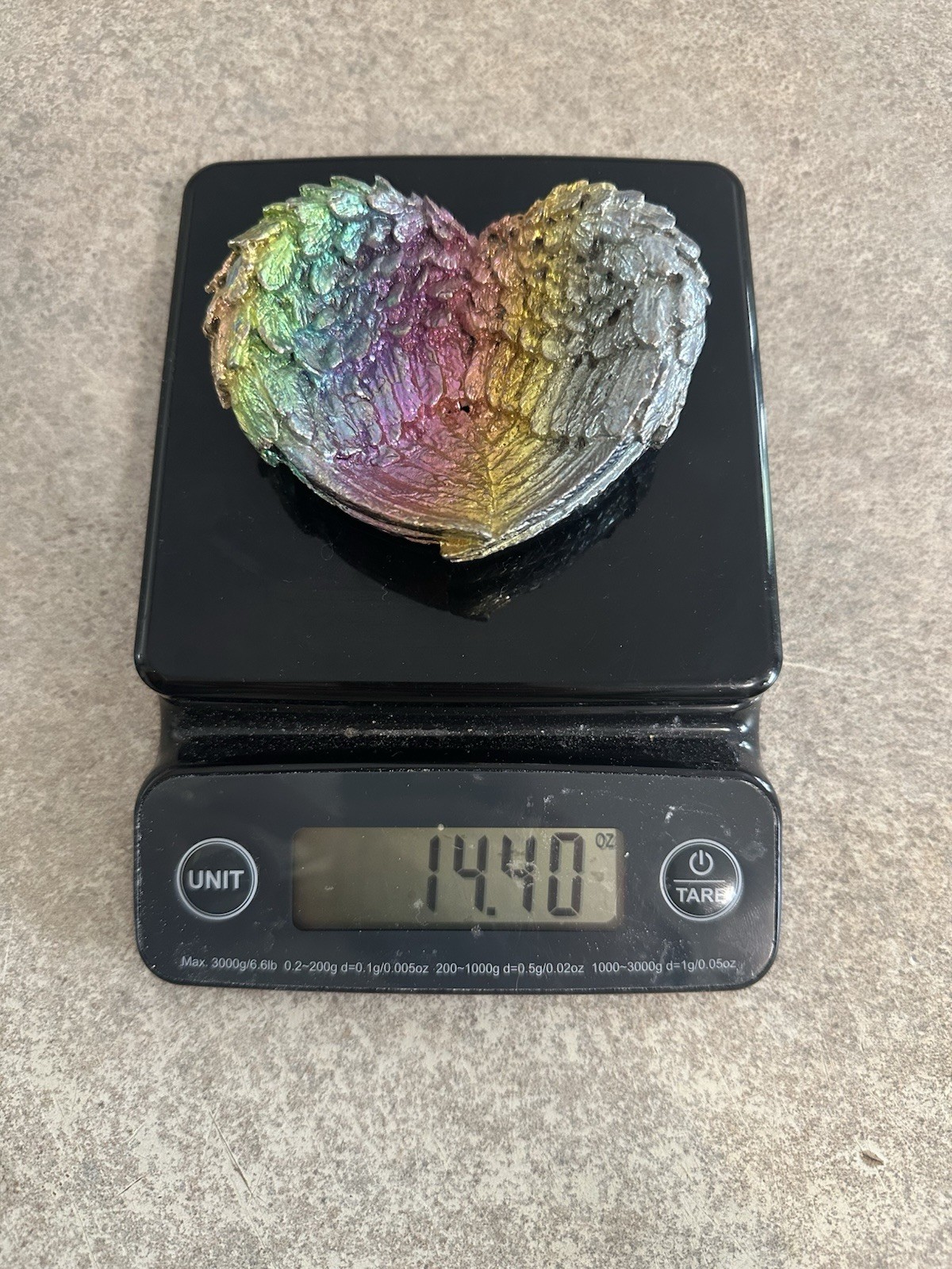 Bismuth Heart-Shaped Rainbow Angel Wings Crystal Mineral Specimen 14.4g