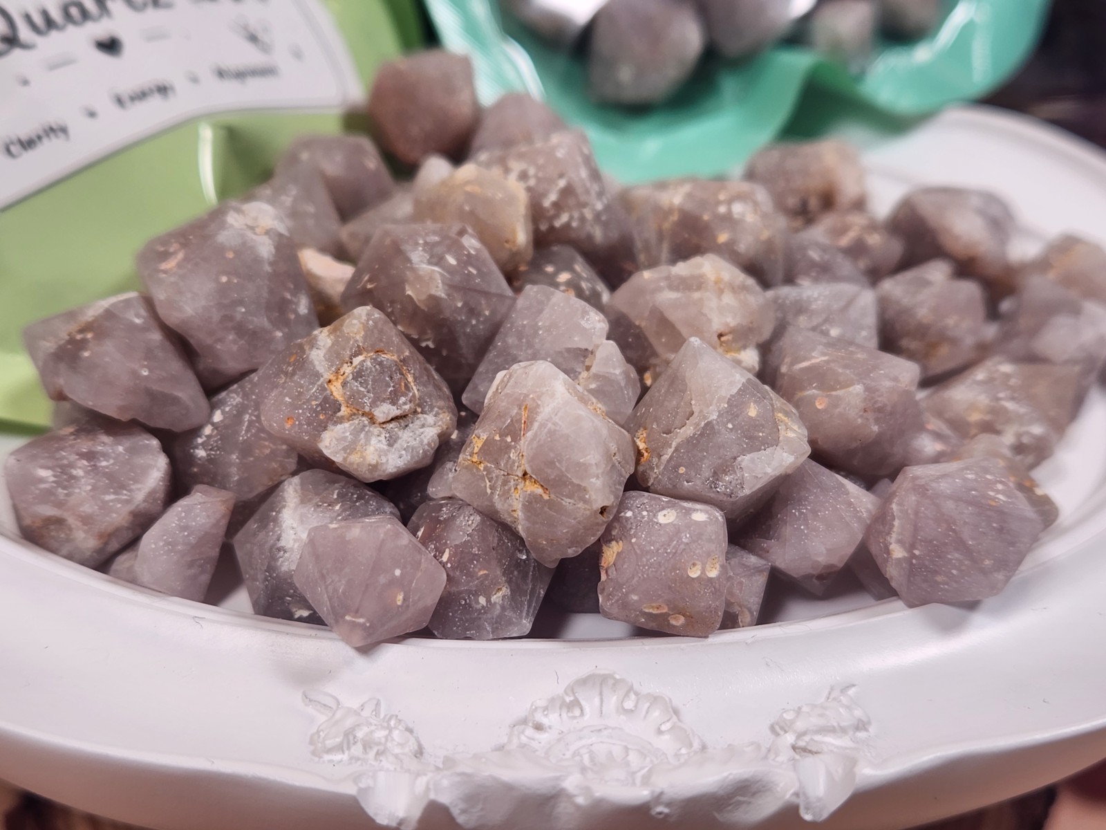 50g Beta Quartz Crystal Lot Indonesia Natural Quartz Bipyramidal Crystals