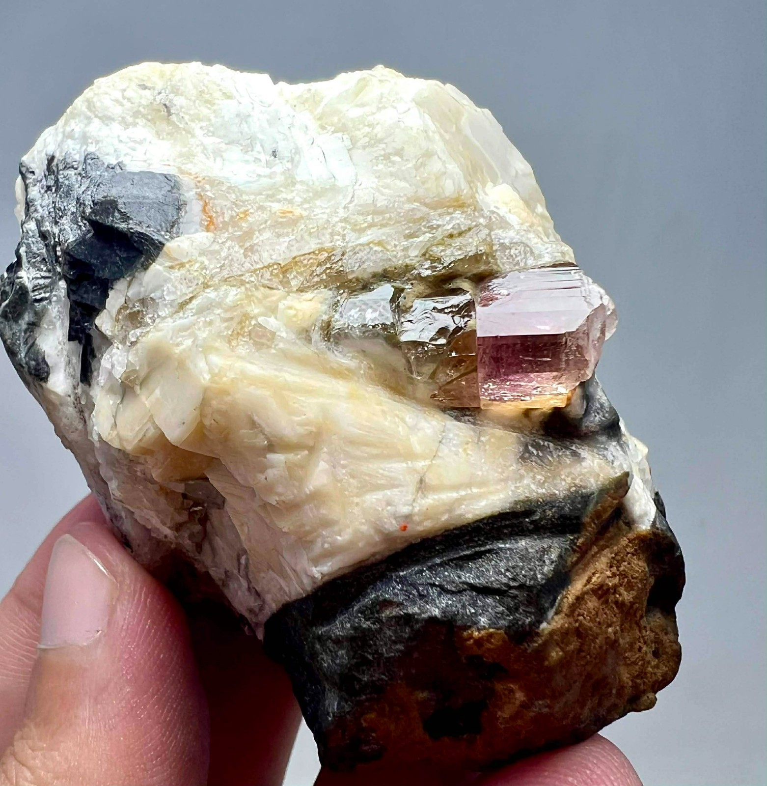 144 Gram Ultra Rare Eye Clean Pink Katlang Topaz Huge Crystal On Matrix @PAK