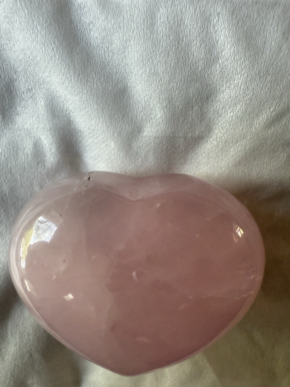 Pink Rose Quartz Crystal Heart Gemstone 1 1/2”Wide Solid No Hole Valentine