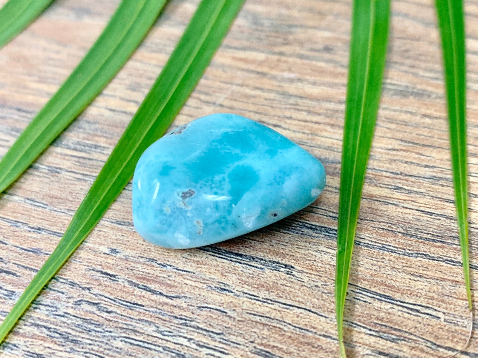 Larimar Tumble Stone Aqua Tumbled Gemstone Mineral Specimen Crystal Chakra