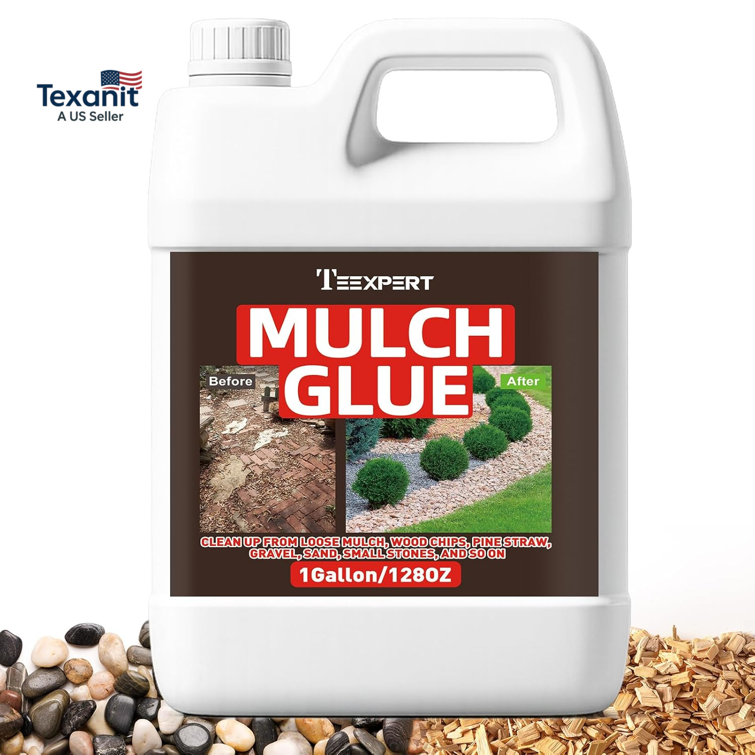 Mulch Glue for Landscaping: 1 Gallon Rock Glue for Landscaping & Gravel Binder –