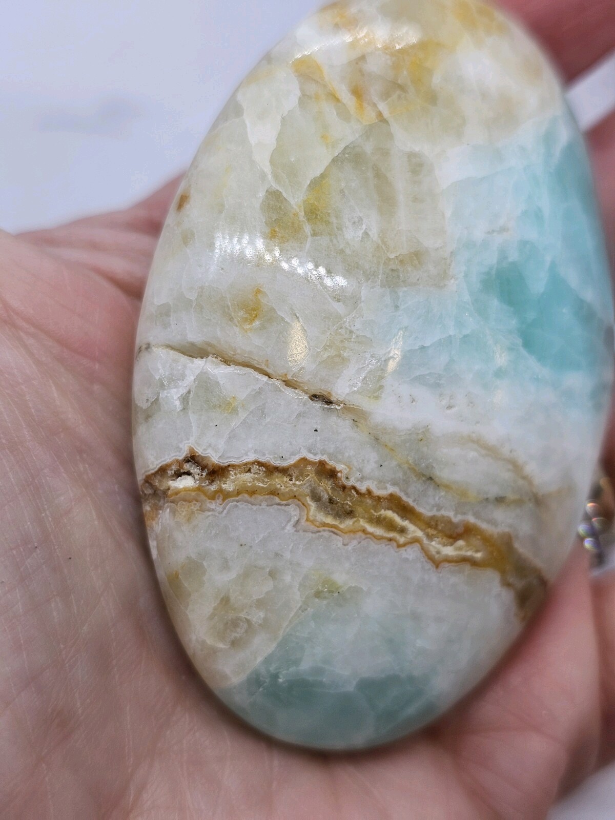 Caribbean calcite Palm Palmstone 117g 6.8cm beach calming carribean