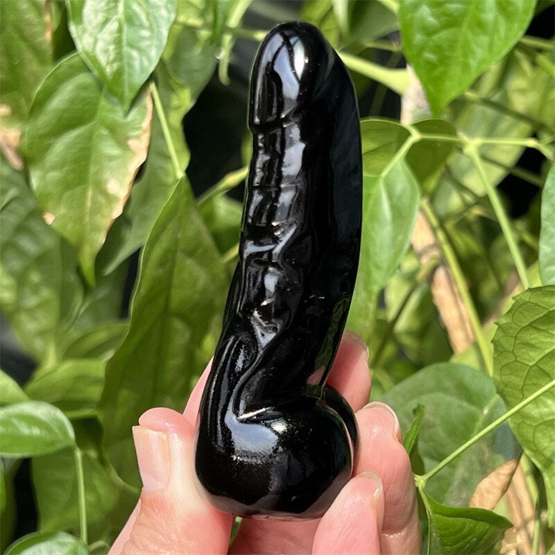 3″ Natural Obsidian Male Penis Quartz Skull Crystal skull Figurines Healing 1PC
