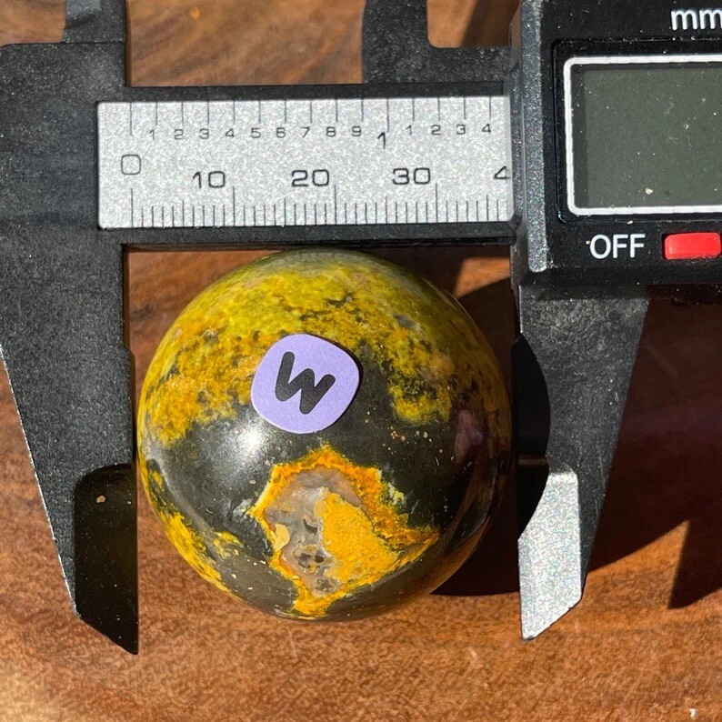 Bumblebee Jasper Crystal Sphere #W- 37mm Black yellow jasper Indonesia Old Stock