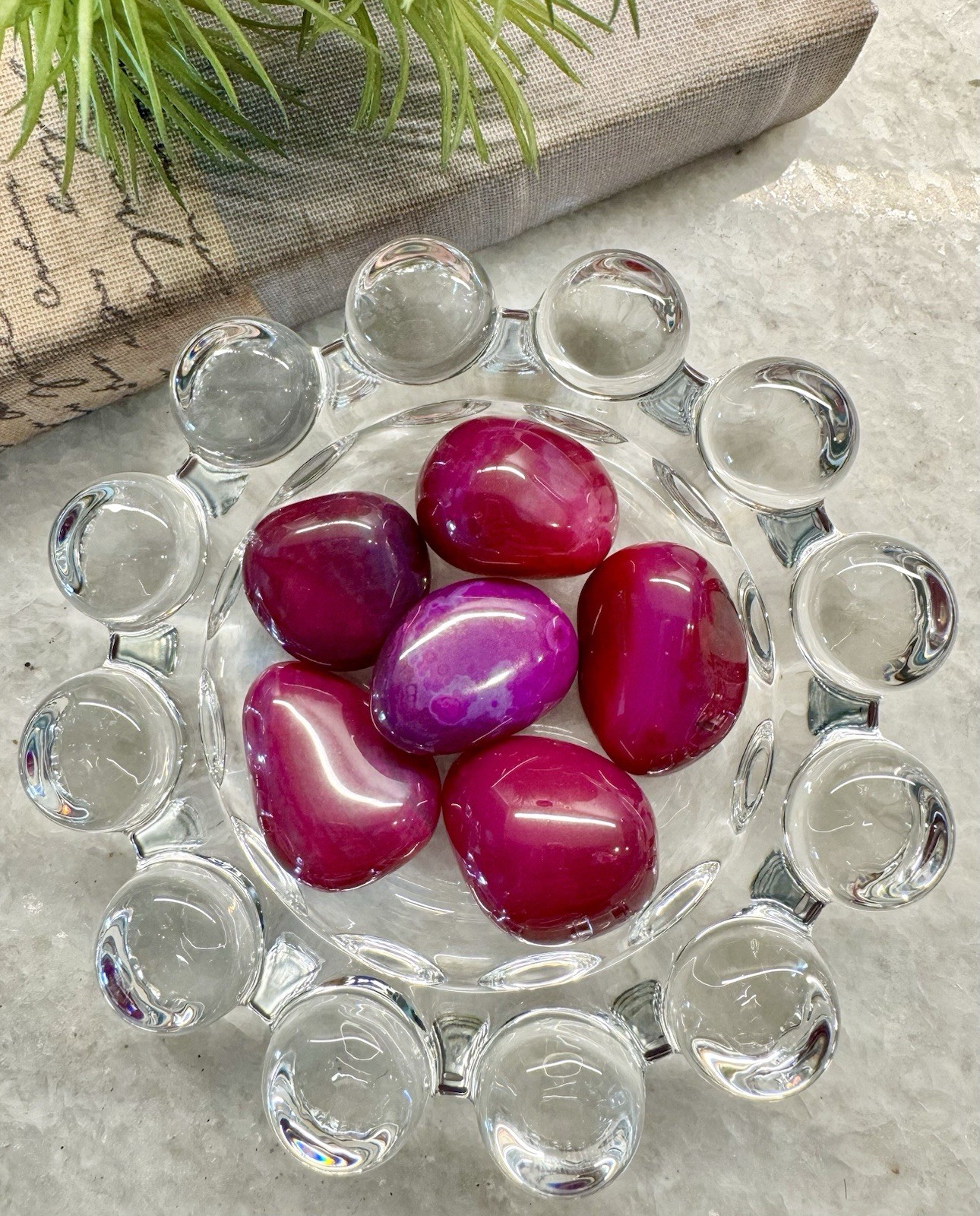 New Big Chunky Genuine Layered Pink-Purple Agate Crystal Tumbled Stone Set of 6