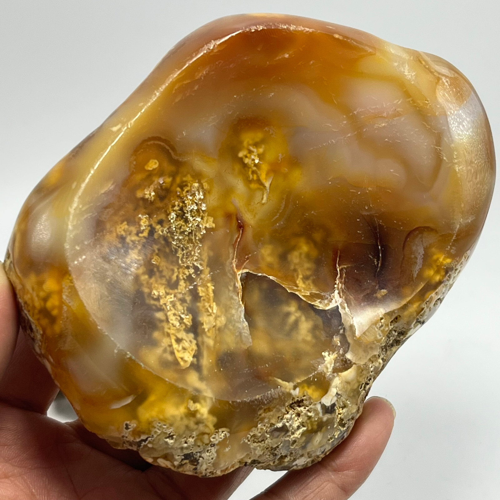377g TOP Rare Natural Agate ashtray Polished Coin Dish Madagascar #119