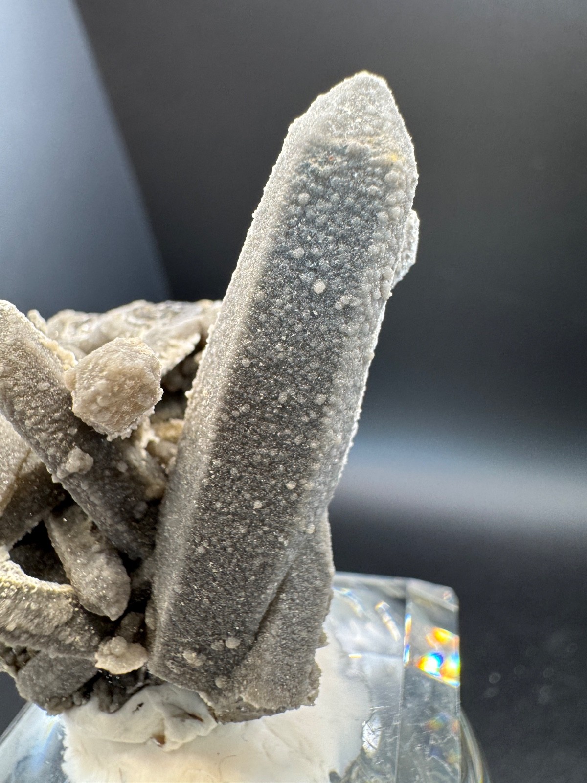 6347 Gray Candle Quartz Cluster with Druzy Coating Inner Mongolia 22g