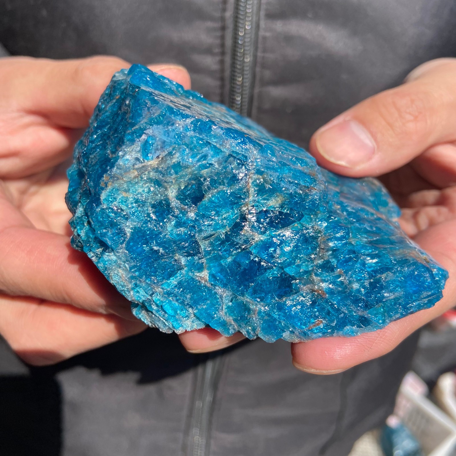 1.1lb Natural Blue Apatite Quartz Rough Rock Mineral Specimen Healing