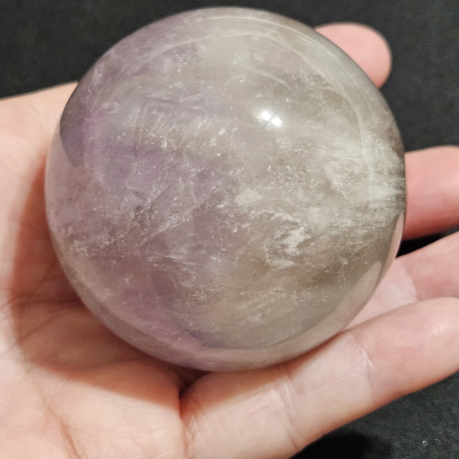 Natural Ametrine Quartz Crystal Ball, Translucent Amethyst Sphere, Rainbows 263g