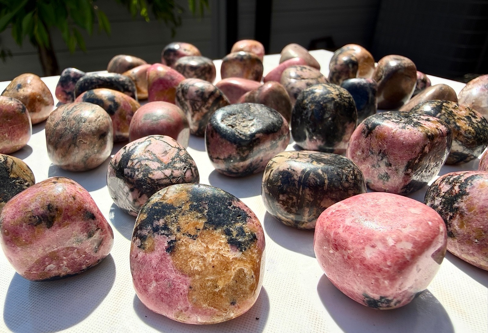 Wholesale Lot 2 Lbs Natural Rhodonite Tumble Stone Healing Crystals Energy