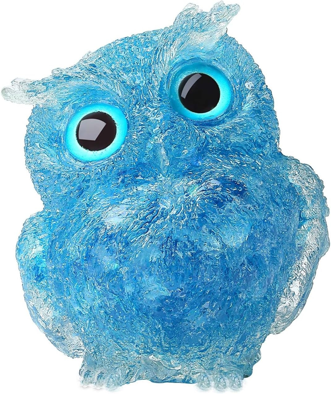 Aquamarine 2.4″ Owl Statue Natural Healing Crystal Cute Owl Animal Figurine Pock