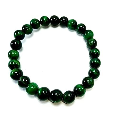 Blue Tiger eye Smooth Round Gemstone Beads Elastic Cord Bracelet 8 mm size