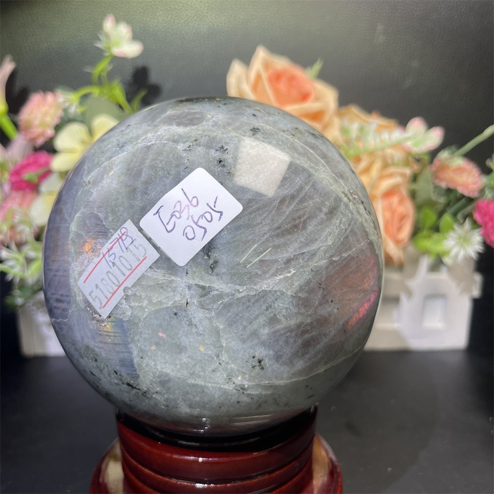 3.4LB 3.9″ Natural Purple Flash Labradorite Sphere Ball Decor Crystal Heal Reiki