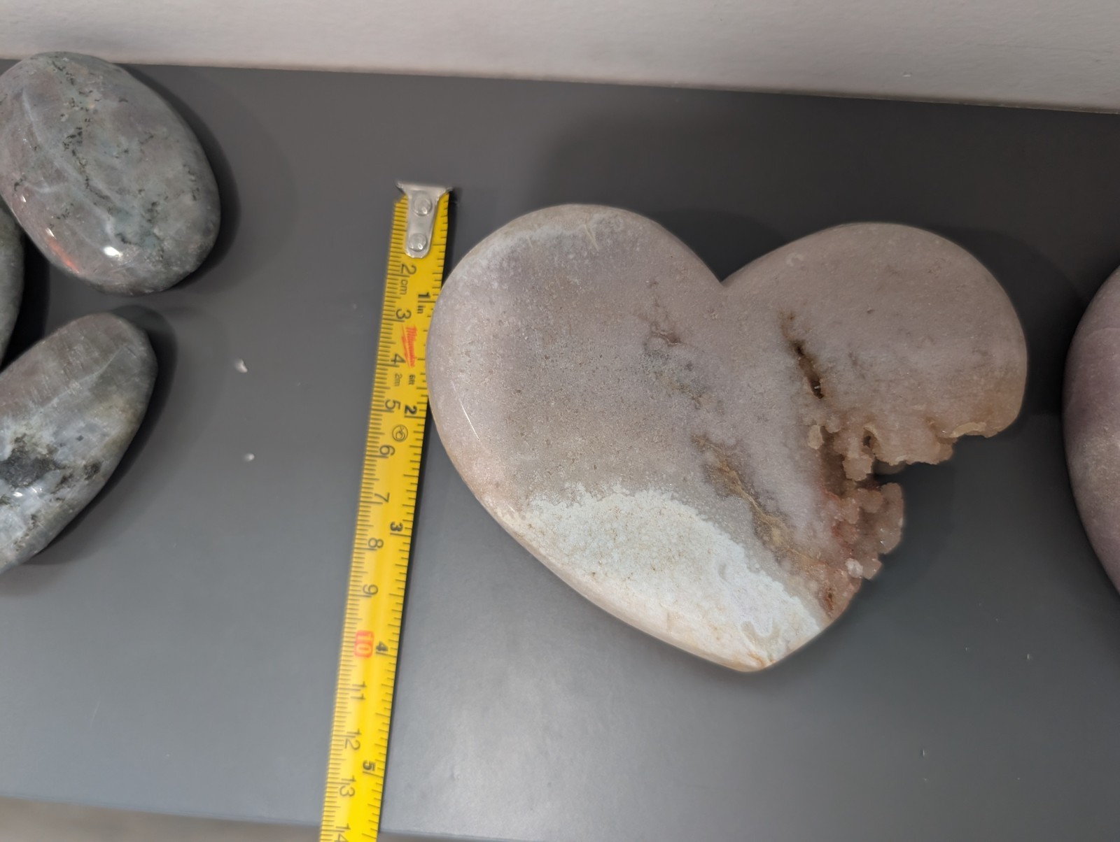 Heart-Shaped Pink Amethyst Cluster Geode Set