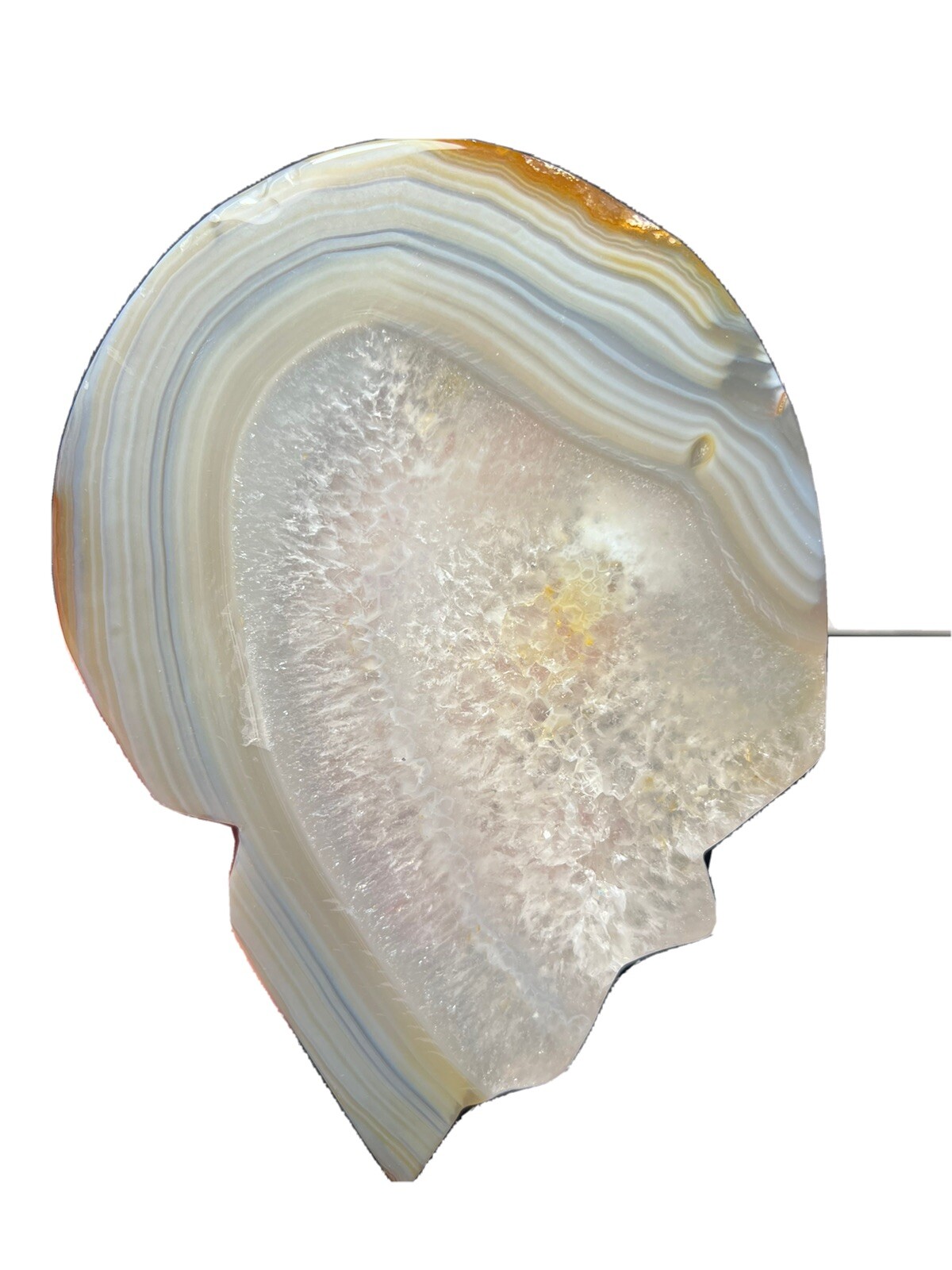 Human Head Skull Geode Slab/Slice- XL Natural Druzy quartz crystals 110mm