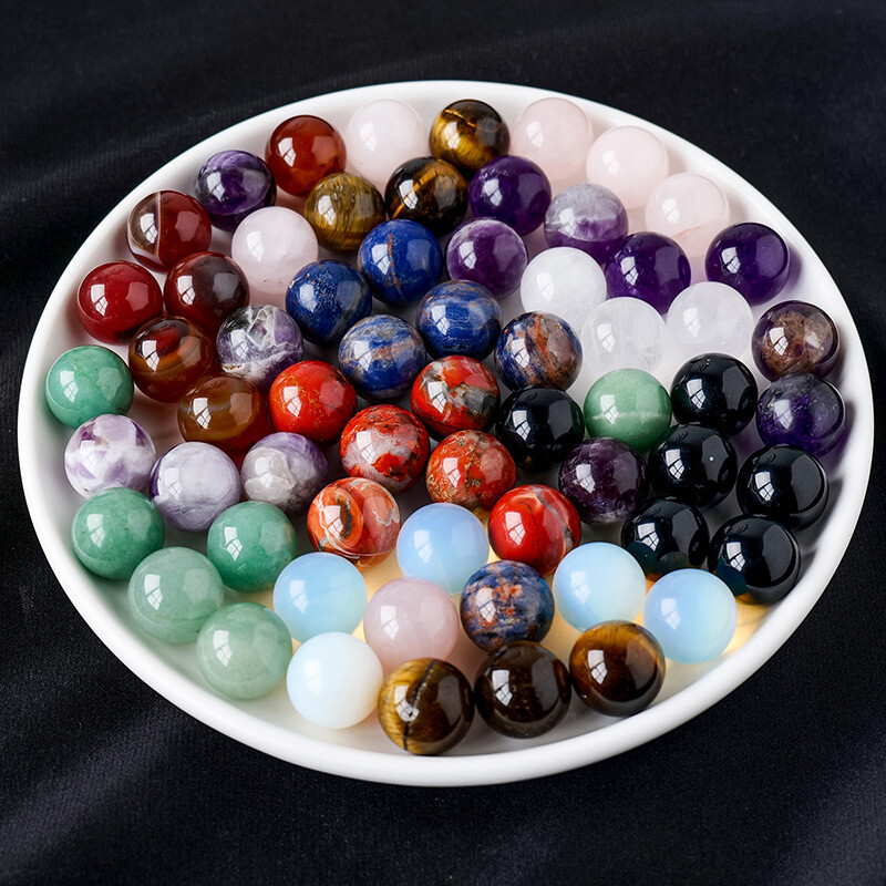 Wholesale 20pcs 14mm Mixed Natural Agate Stone Round Ball Shape No Hole Beads