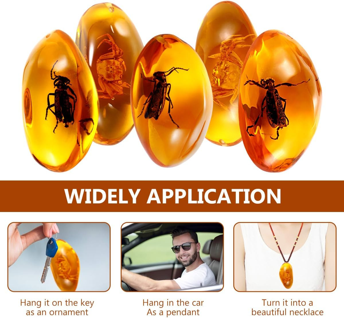5Pcs Amber Fossil with Insects Samples Stones Crystal Specimens Home Decorations