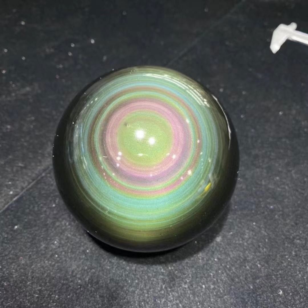 5cm Crystal Ball Polished Stone Rainbow Eye Obsidian Sphere Home Office Decor