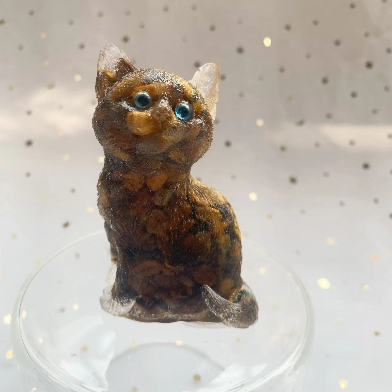 Natural Resin Crystal Cat Carving kitten Figurine Decor Healing Gemstone Animals