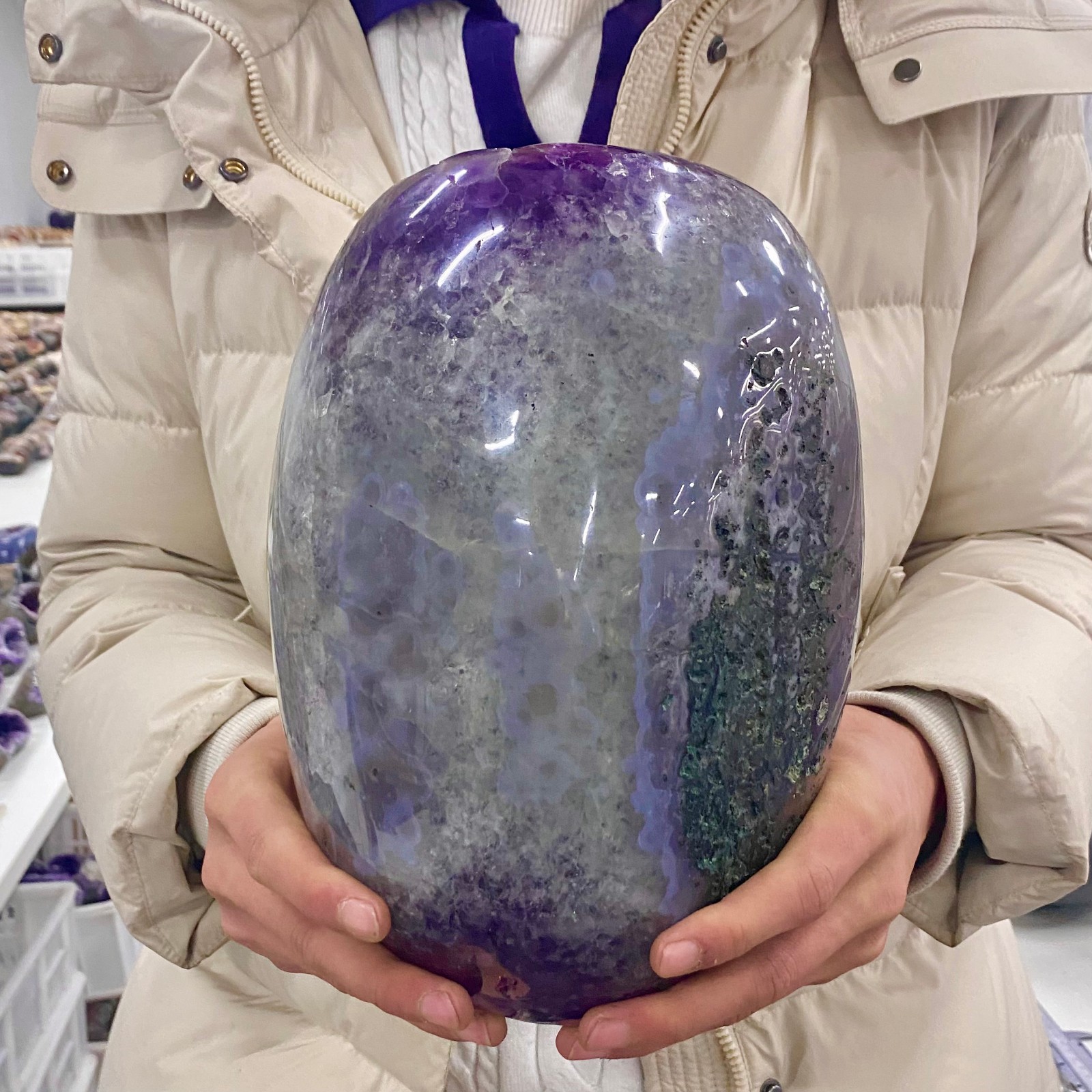 13.22LB Natural Amethyst geode quartz cluster crystal specimen energy healing