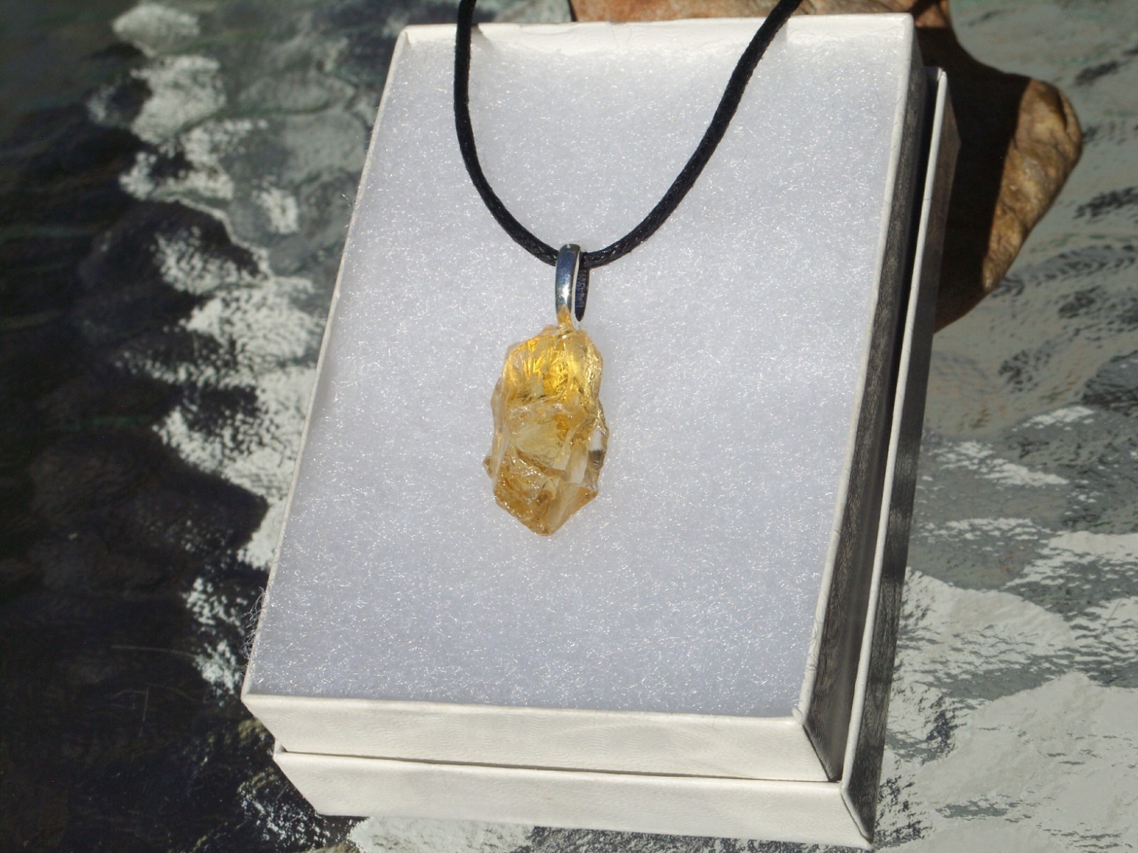 Natural Raw Rough Citrine Crystal Free Form Stone Pendant Necklace Small