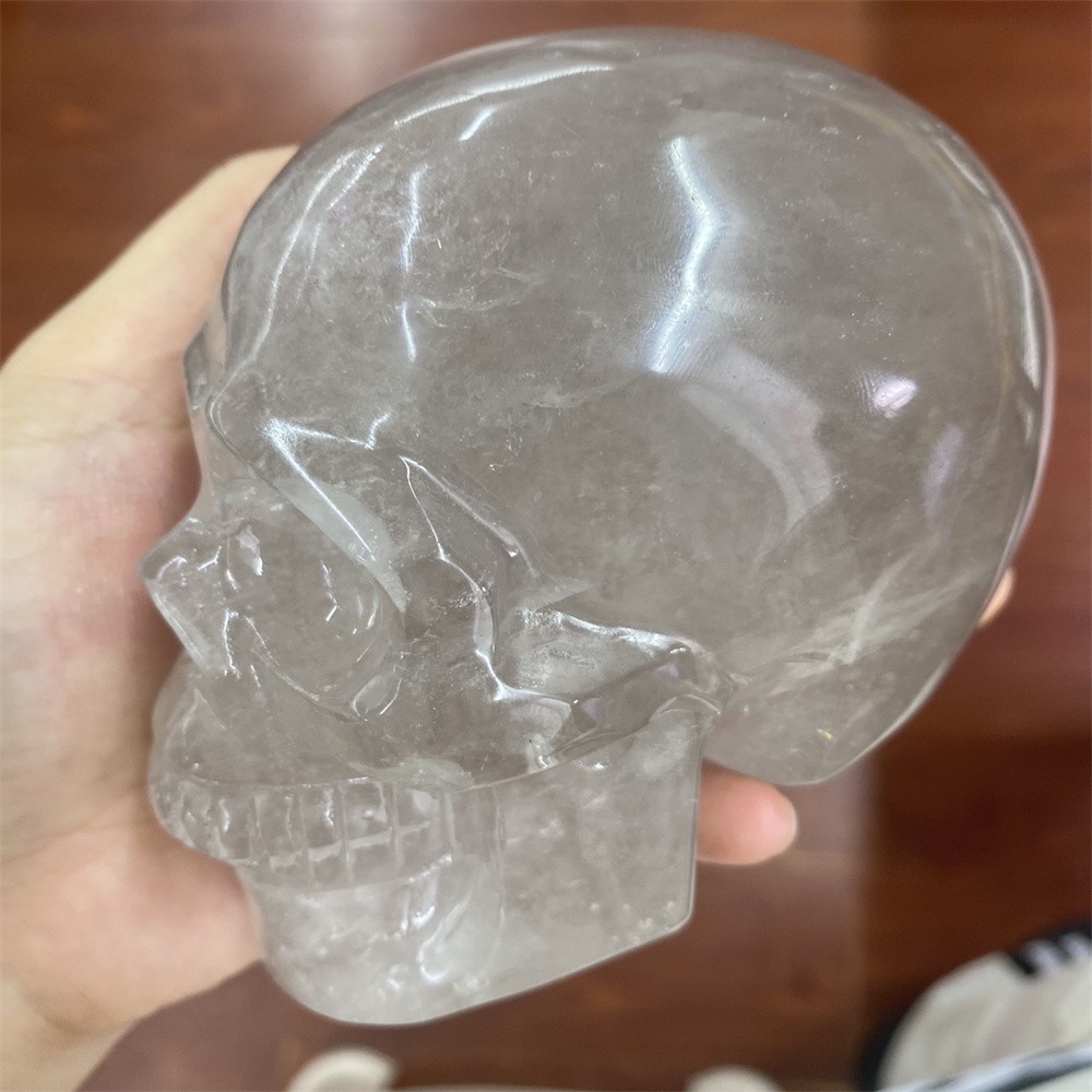 1.9LB 4.2″Natural A+Smoky Quartz Skull Statue Crystal Carving Reiki Heal Decor
