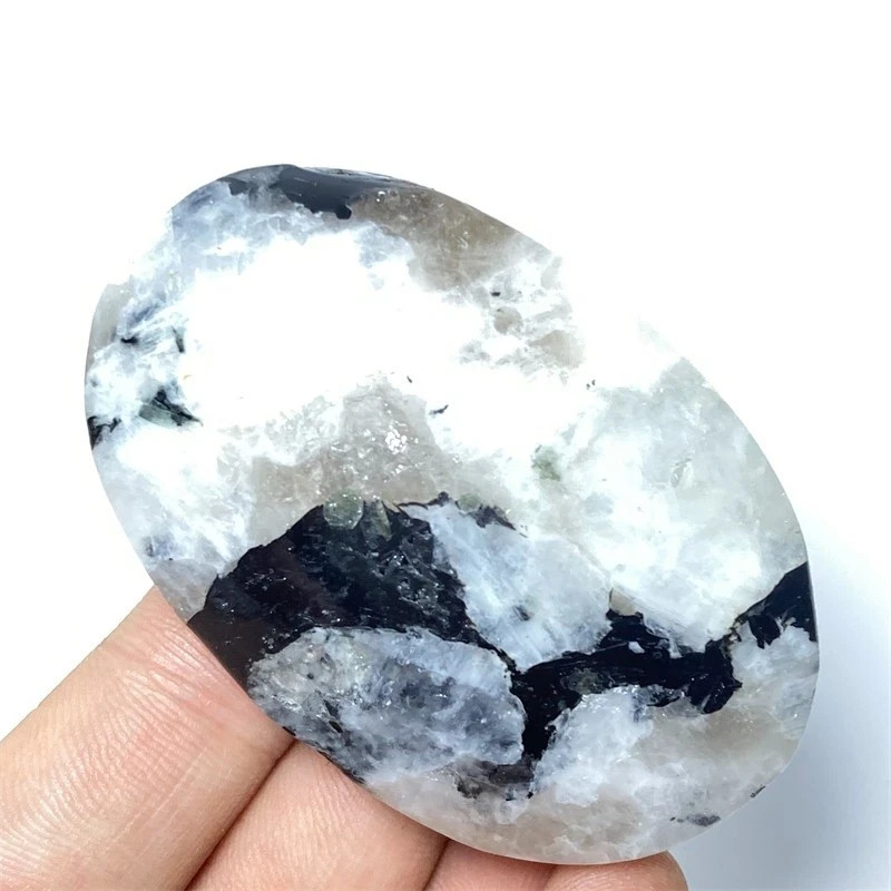 72g Rare Color Rainbow Moonstone Quartz Crystal Healing Reiki Palm Stone