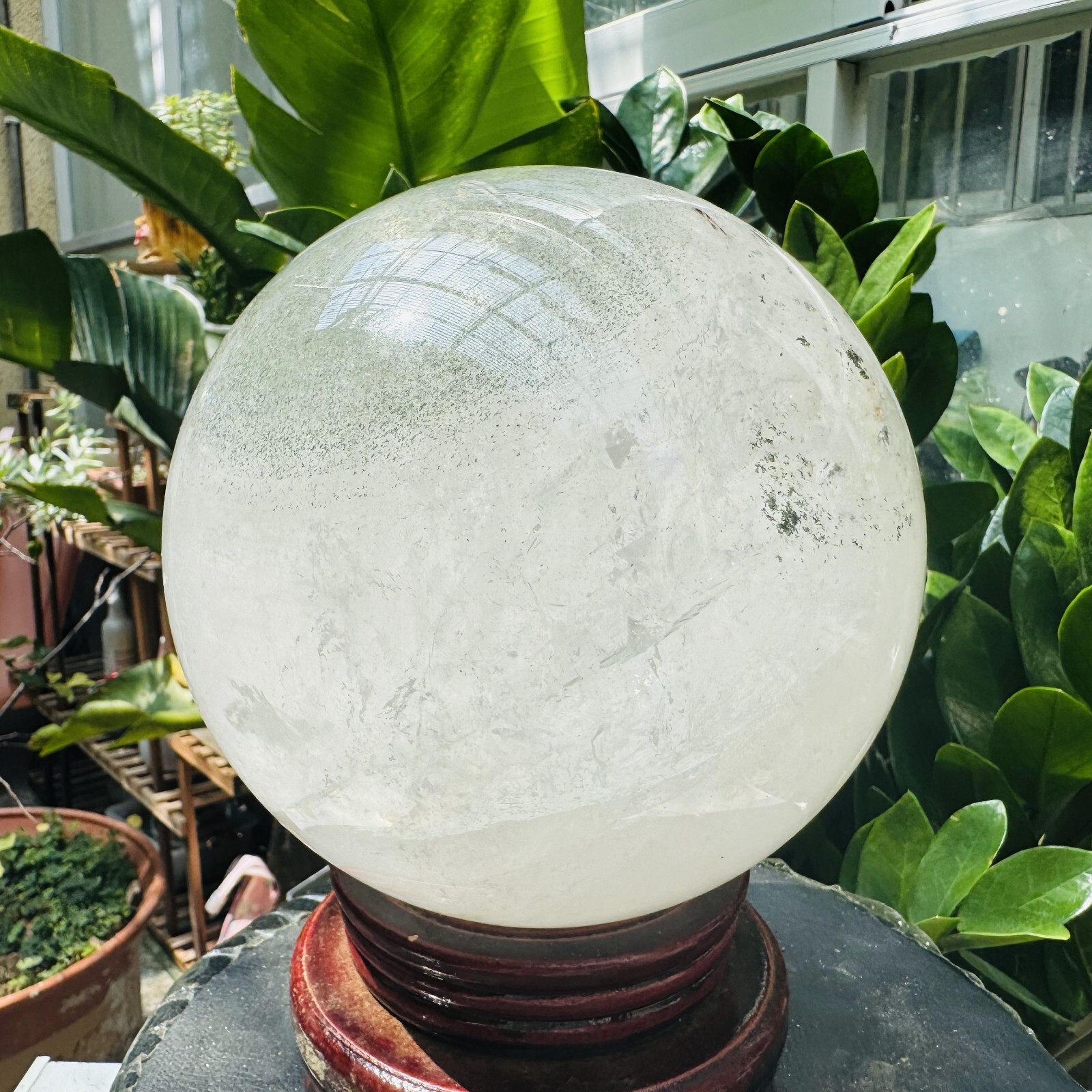 11.52LB Rare Natural Green Ghost phantom quart ball carved crystal sphere reiki