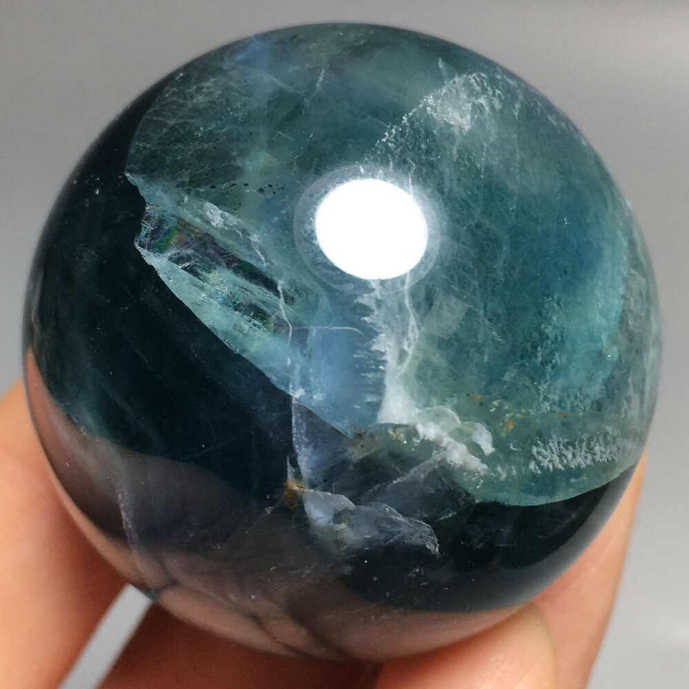 100g Natural blue Fluorite sphere Quartz Crystal ball stone Healing