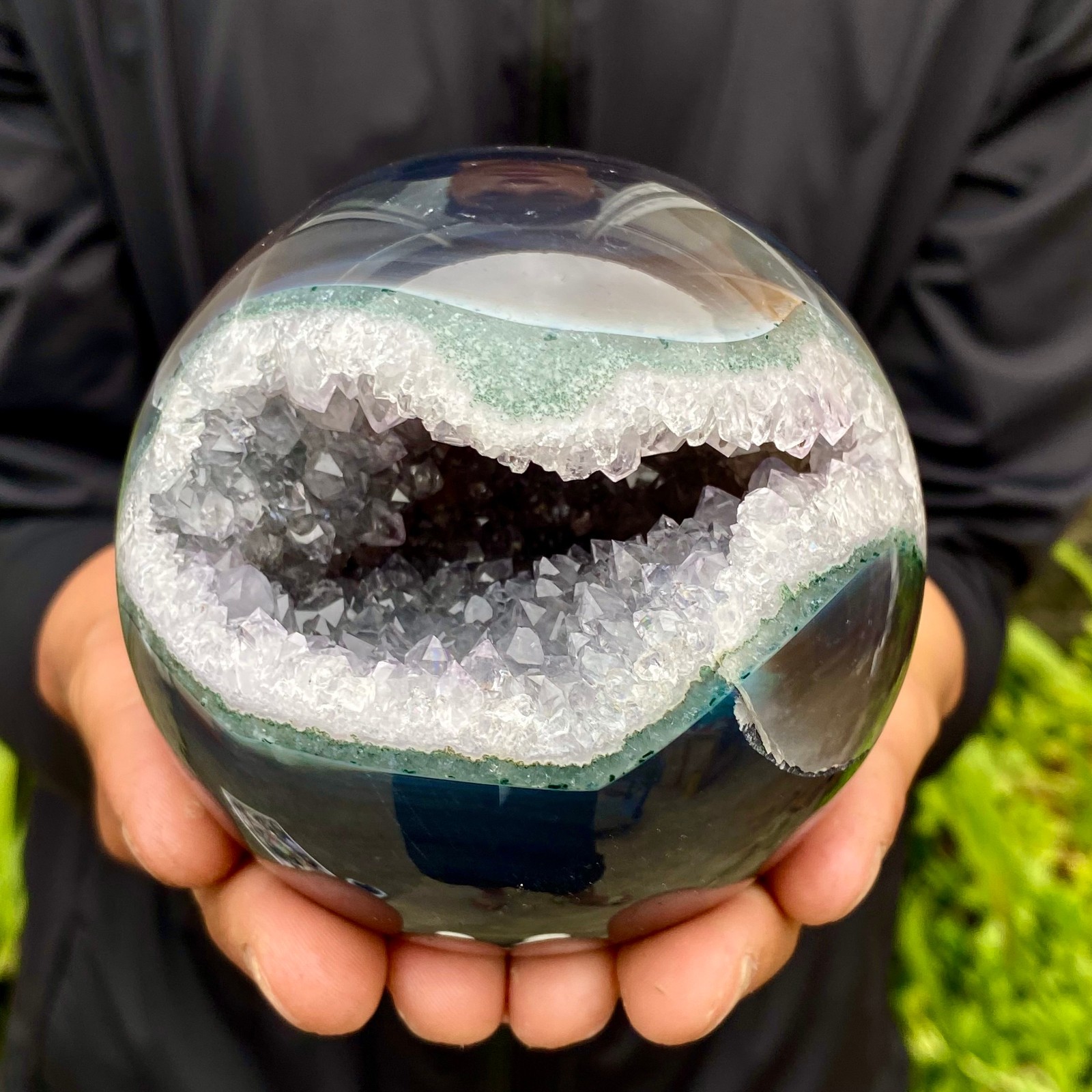 1.81LB Natural Amethyst Agate Opening Smile Quartz Cluster Crystal Specimen Hea