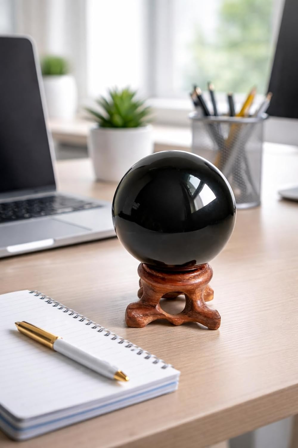 Black Obsidian Sphere for Meditation, Feng Shui, and Divination – Authentic Obsi