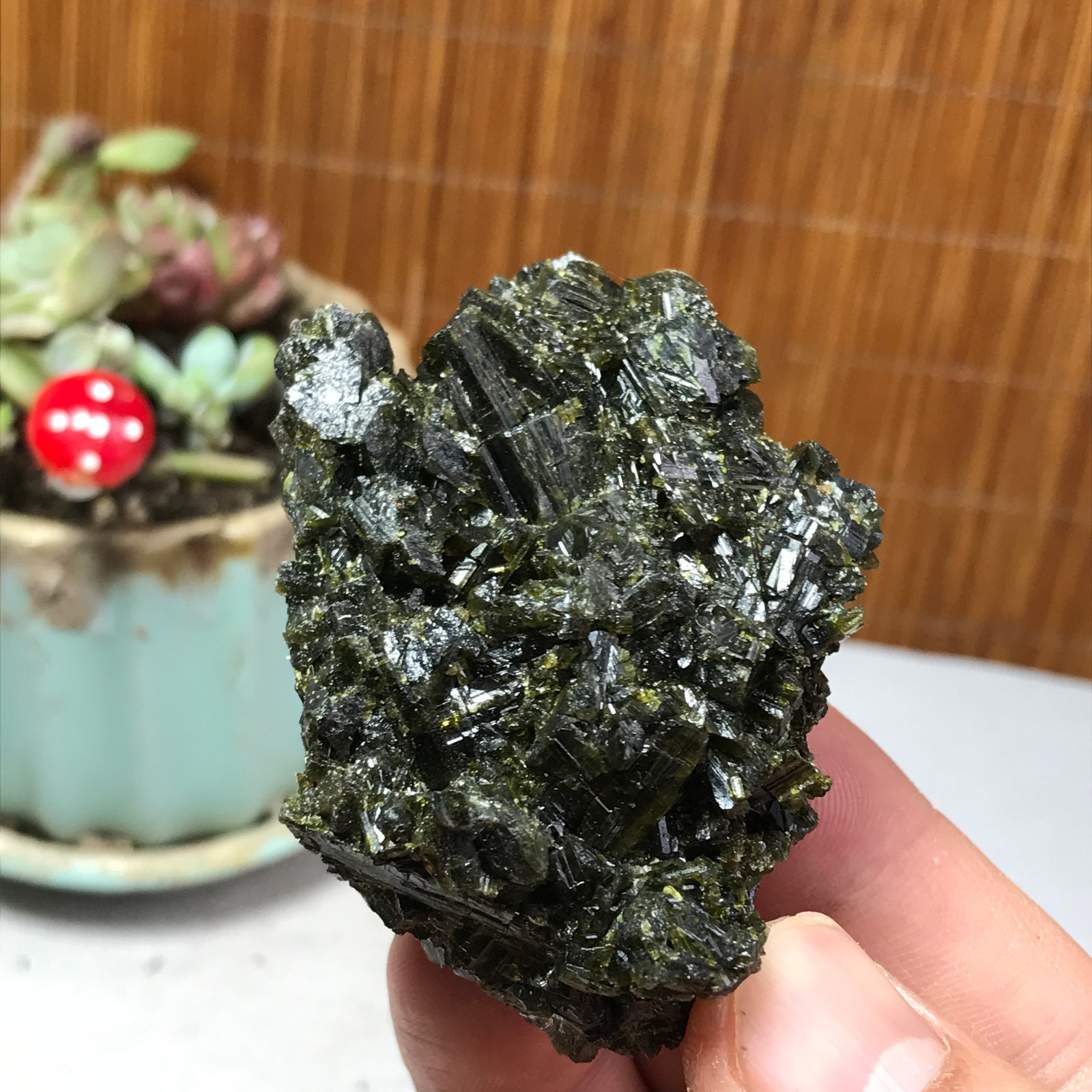 61mm Natural Dark Green acanthconite Crystal rough original Specimen 121g A4026