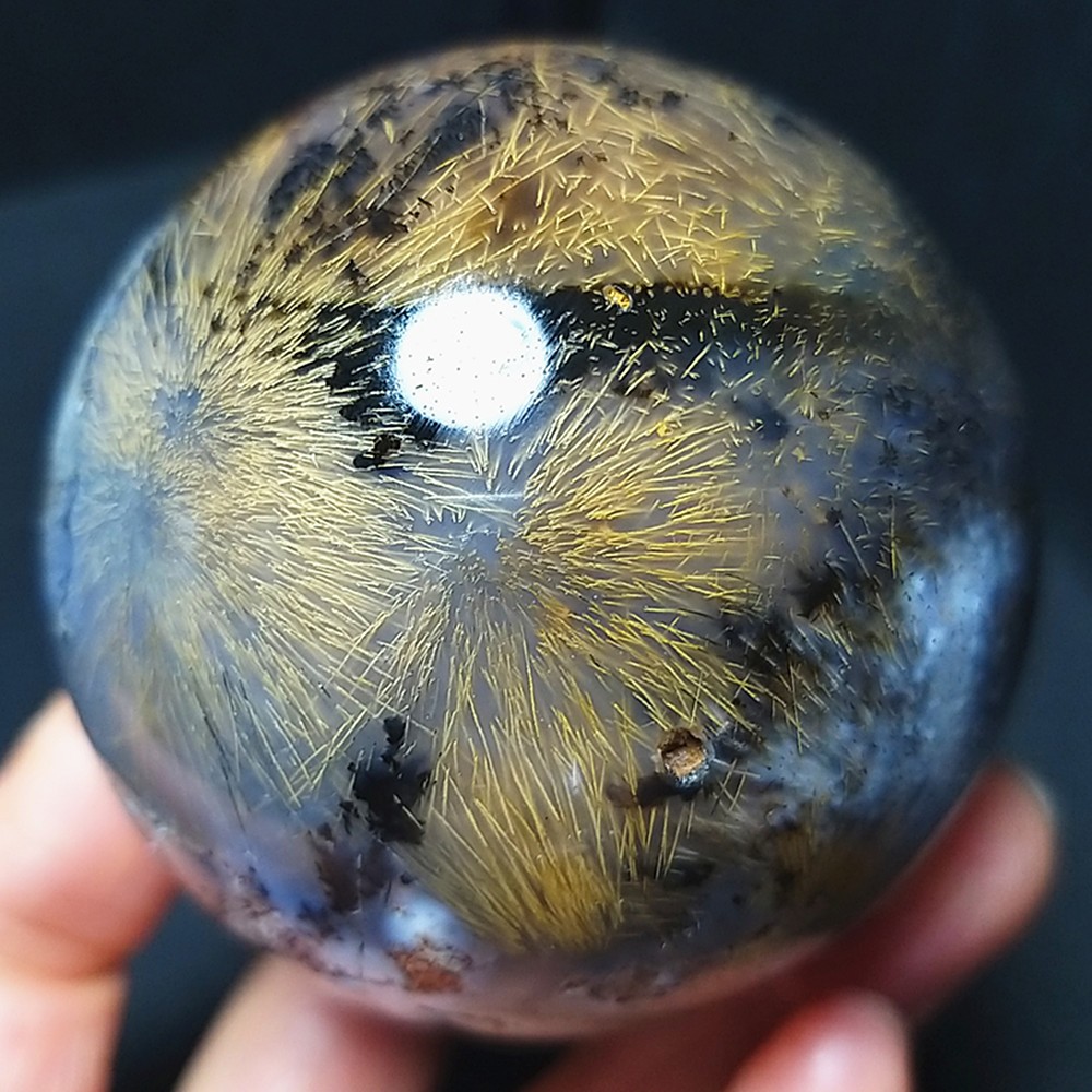 RARE 297.5g Natural Golden Hair Rutilated Agate Crystal Sphere Healing A4888