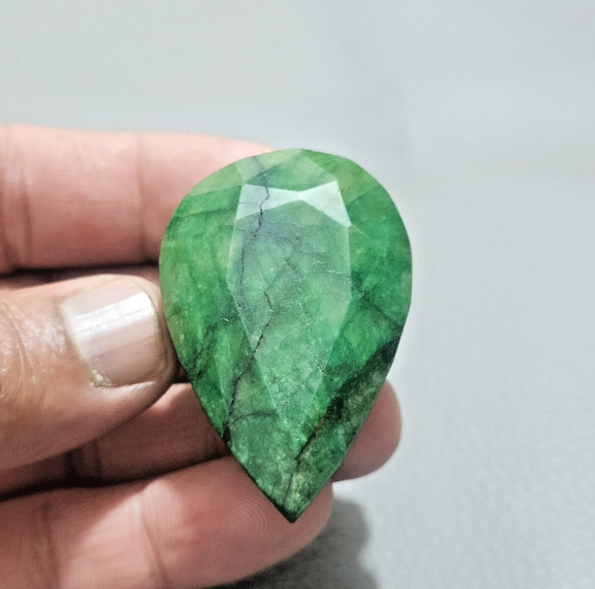 202.50 Crt Terrific A+ Green Brazilian Emerald Pear Shape Loose Gemstone Jewelry