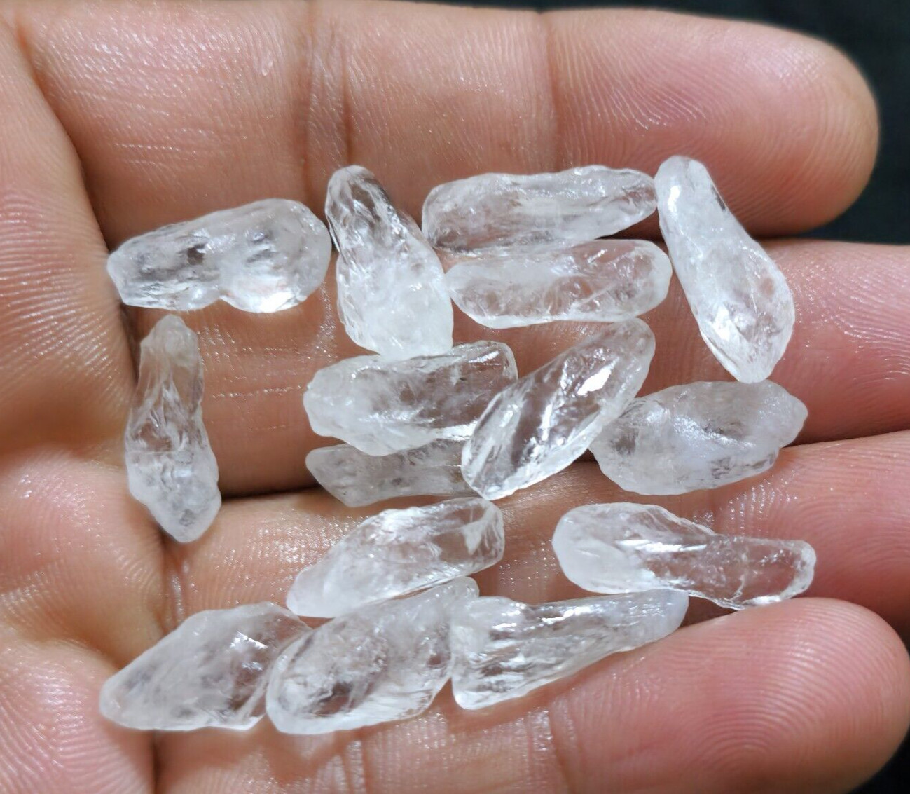 Gorgeous Crystal Quartz Raw 15 Pcs Lot Size 16-20 MM Rough Gemstone For Jewelry