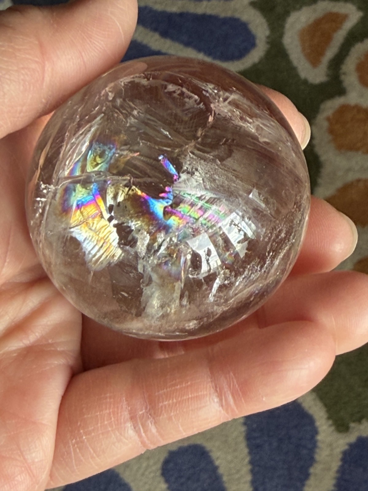 50mm Natural Rainbow Clear Quartz Sphere 173 grams