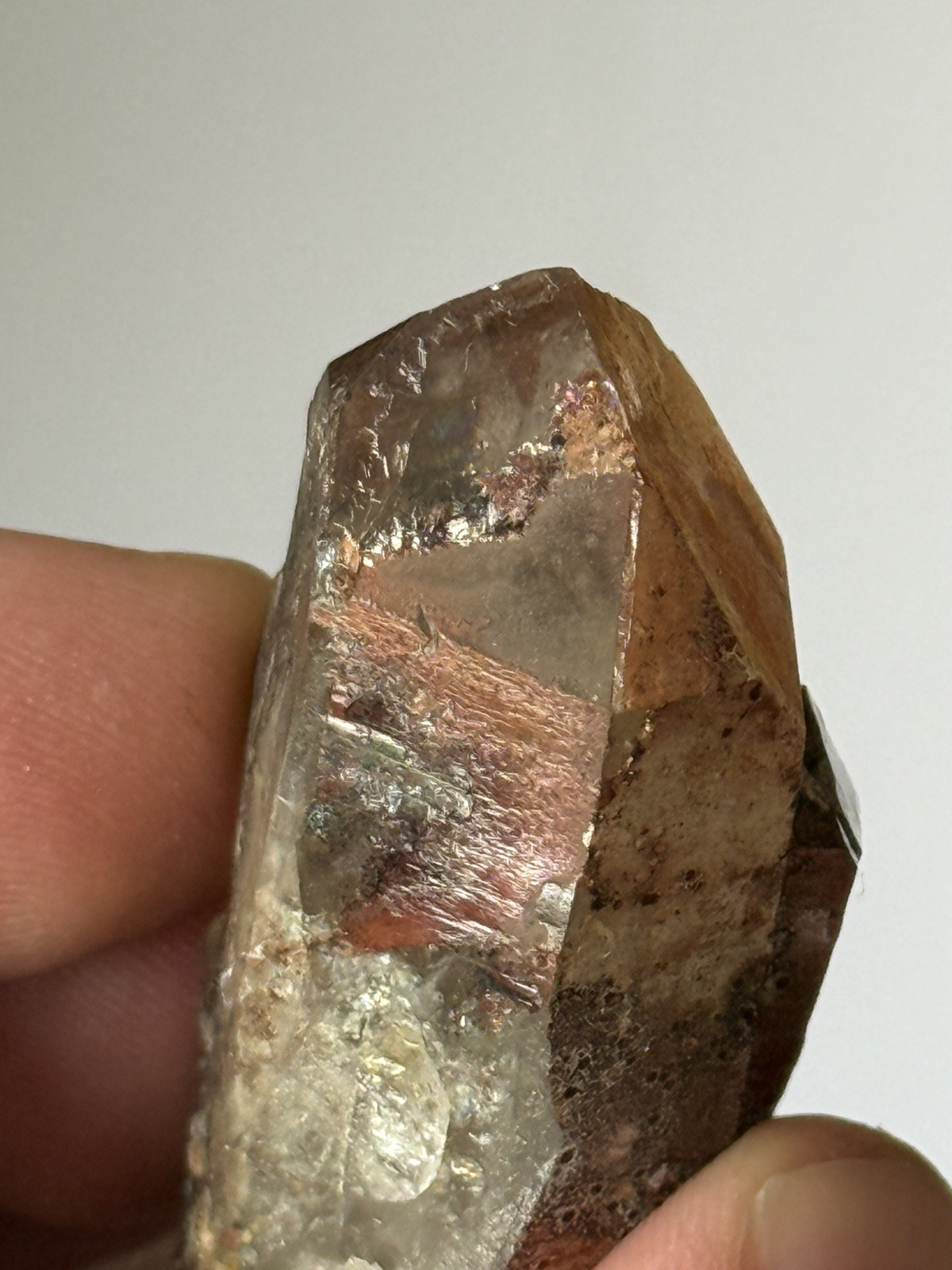 Quartz Crystal w/ Phantom & Hematite Red Feather, CO 5cm – 34.2g – ID20