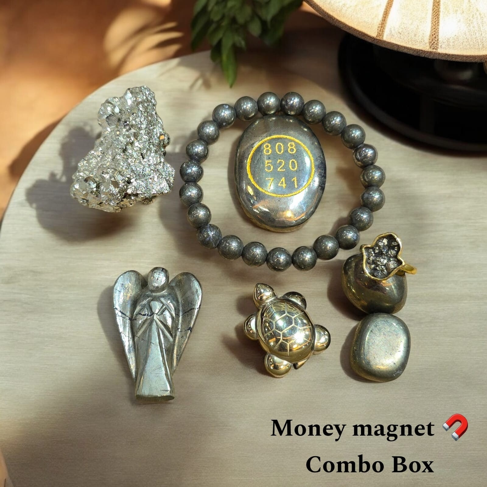 Pyrite Money magnet Combo Box Handmade Crystal Home Office Decorative CrystalBox