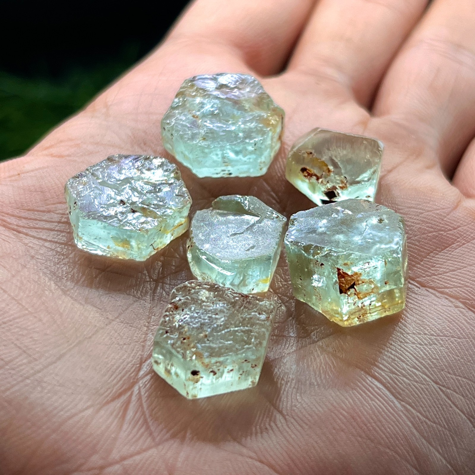 Natural Pale Green Nigerian Aquamarine Rough Slices Lot 73 Cts Raw Beryl Crystal