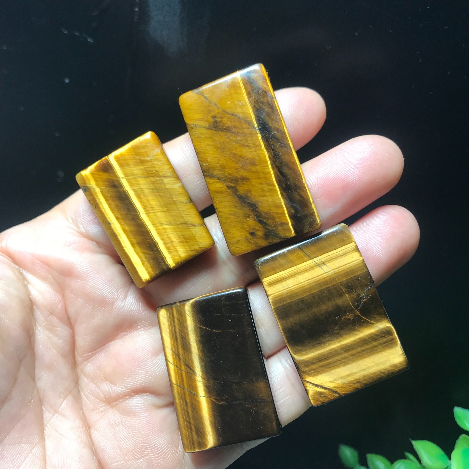 4pcs 51g Natural Tiger Eye Gemstone rectangular pendant 841