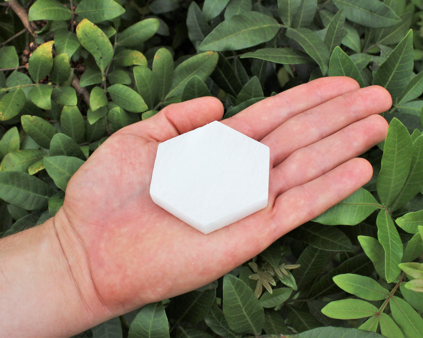 Polished Selenite Charging Station, Hexagon 3″ – Flat Crystal Plate