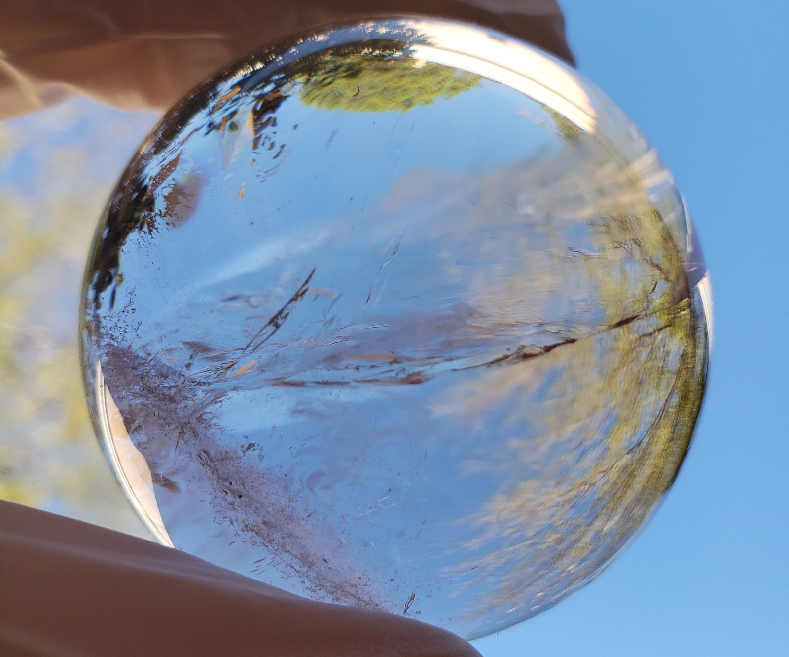 2.3″ Clear Quartz Natural Crystal Ball Sphere Orb Rainbows Phantom, 274g
