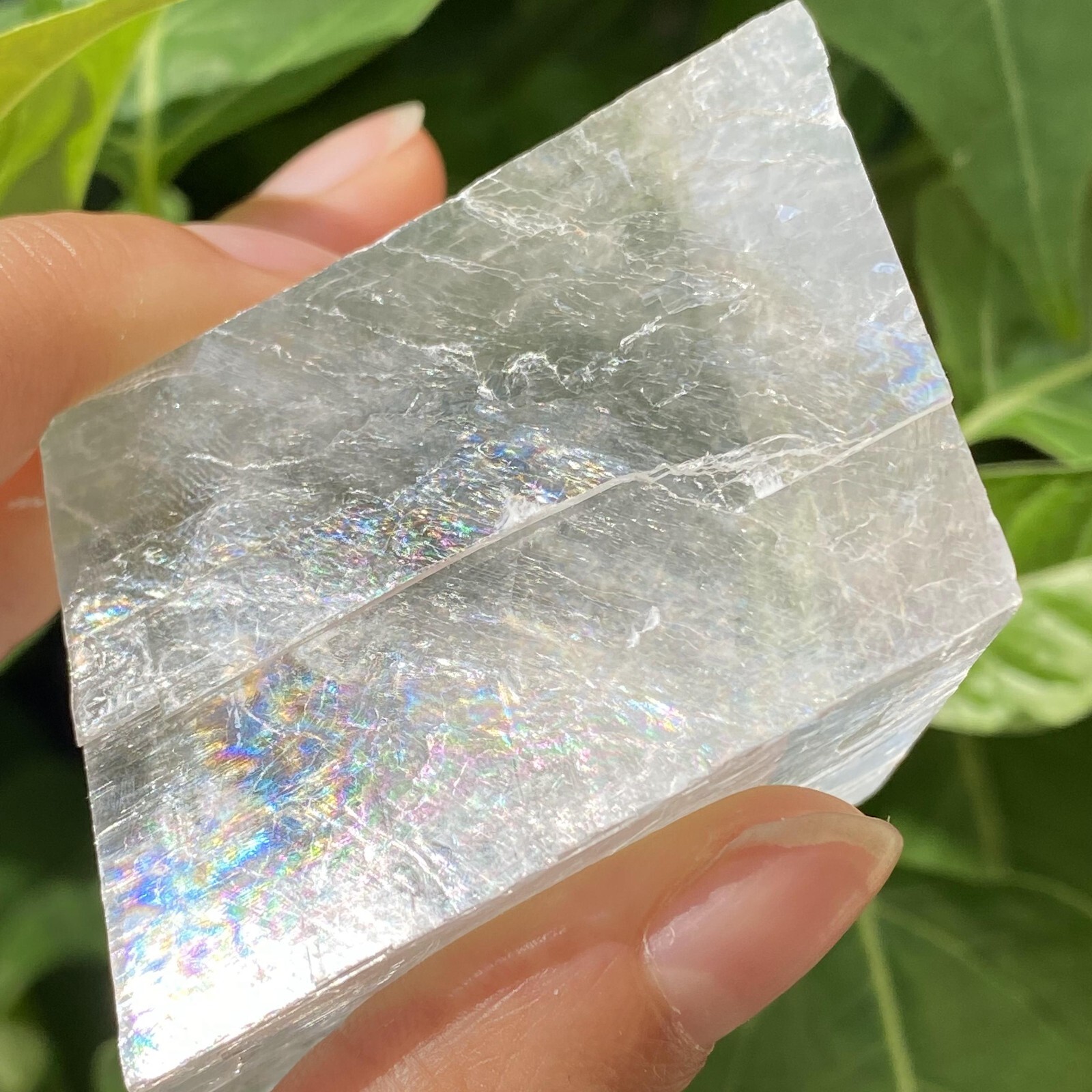 188g Natural Rainbow White Calcite Cube Specimen Crystal Quartz Healing Reiki