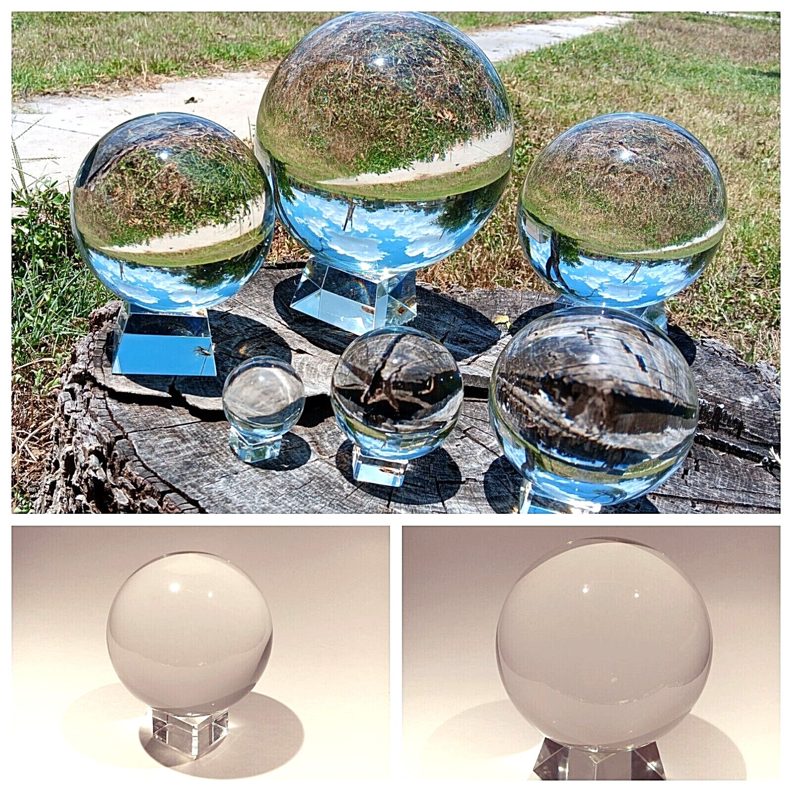 K9 Clear Crystal Sphere Ball 50-200mm with Crystal Stand Meditation Healing