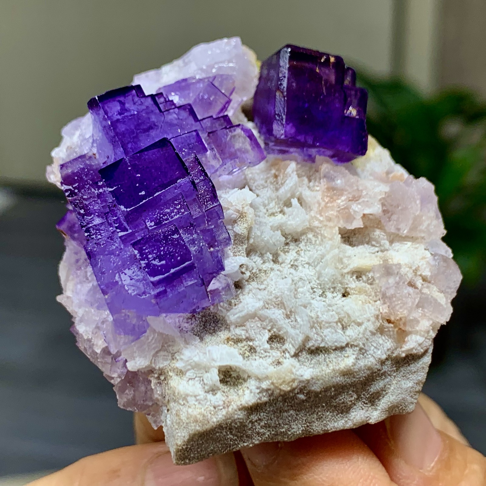 118G Natural purple framed cubic fluorite mineral specimen/Inner Mongolia–